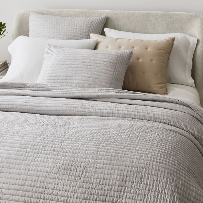 Silky TENCEL™ Pick Stitch Quilt - Frost Gray - Queen