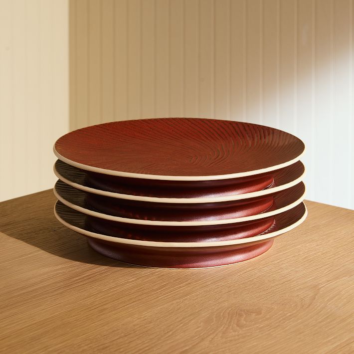 (Set of 4) Marcus Samuelsson Carved Pattern Dinner Plate Sets