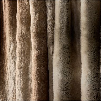 NEW w Tags West top Elm Cascade Faux MINK Fur Throw 47x60 Charcoal Gray Gift Holiday