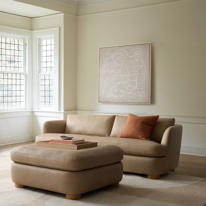 West elm camel leather couch discount