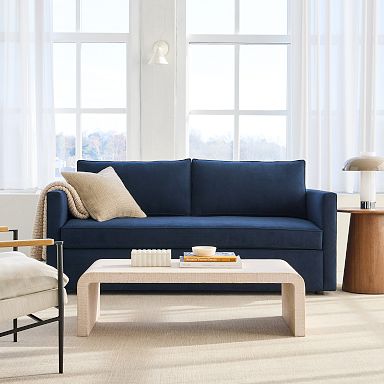 West elm blue velvet sofa discount