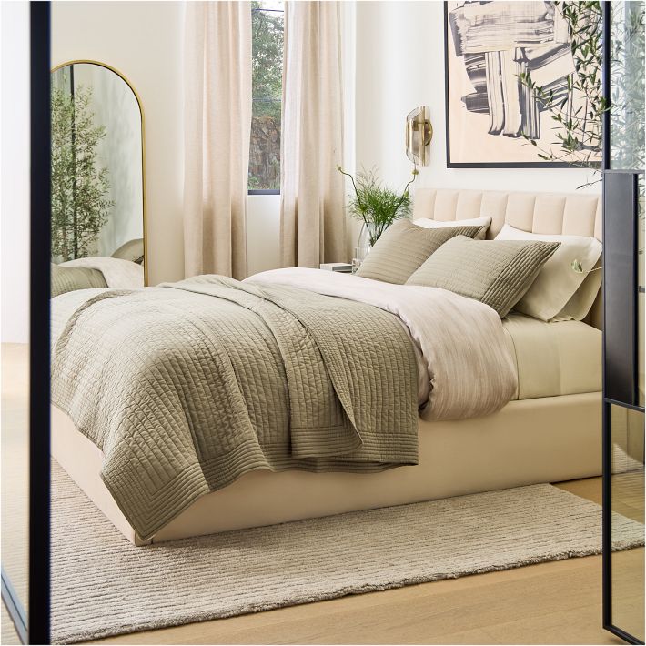 West Elm Silky TENCEL™ Pick Stitch Quilt & Shams Bedding Set