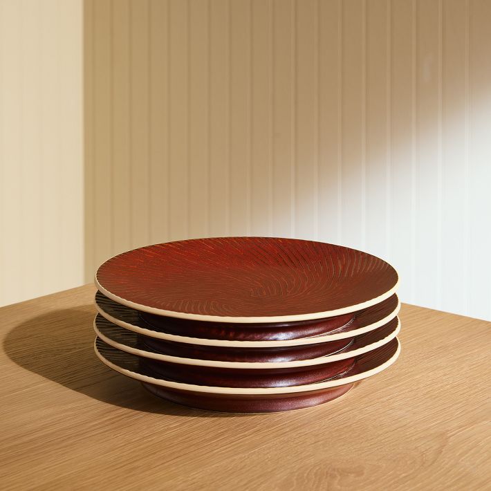 (Set of 4) Marcus Samuelsson Carved Pattern Salad Plate Sets