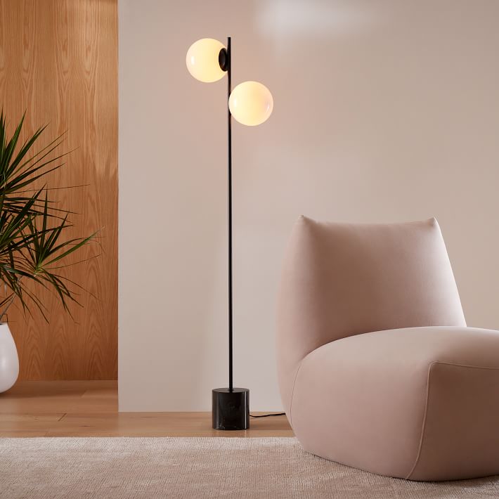 Sphere & Stem 2-Light Floor Lamp (62")