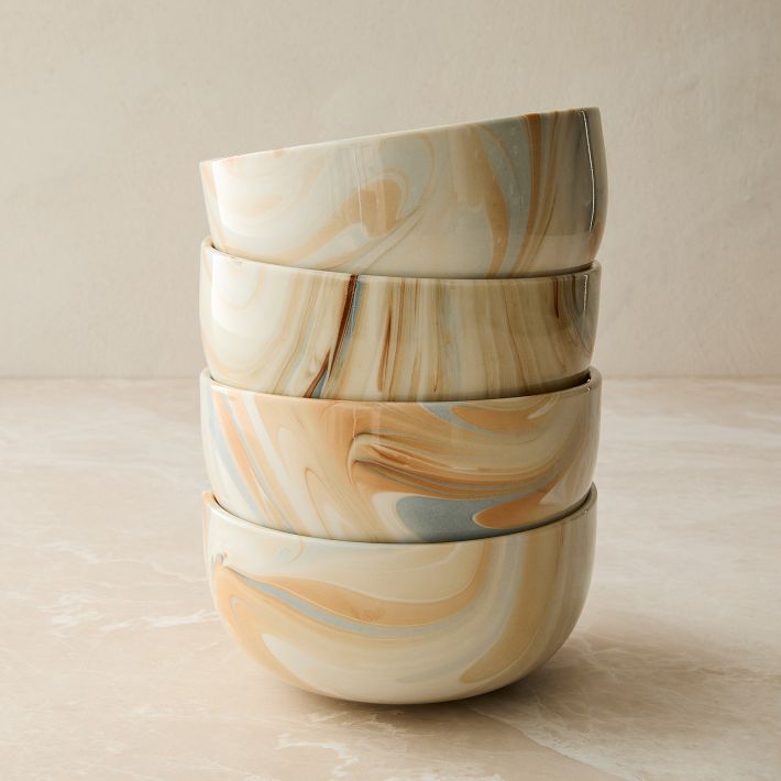Marble Swirl Cereal Bowls Sets (blue)