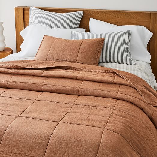 European Flax Linen Box Stitch Quilt & Shams