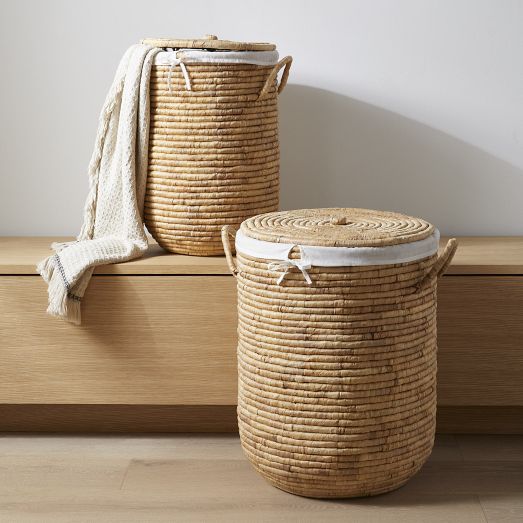 West Elm Steele Canvas Basket with Wheels discount and Lid