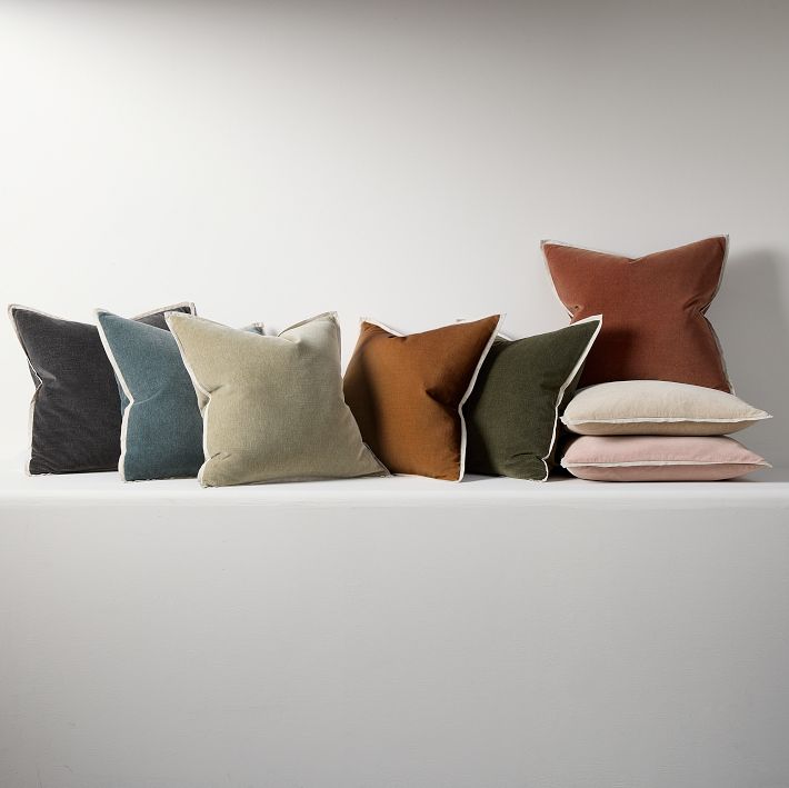 Classic Cotton Velvet Pillow Cover 24x24 Cumin West Elm