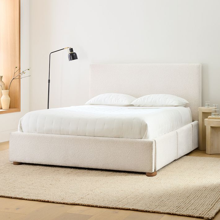 Emmett Nontufted Side Storage Bed - Wood Legs