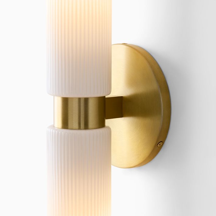 Weston Fluted Glass Double Short Indoor Outdoor Sconce 16