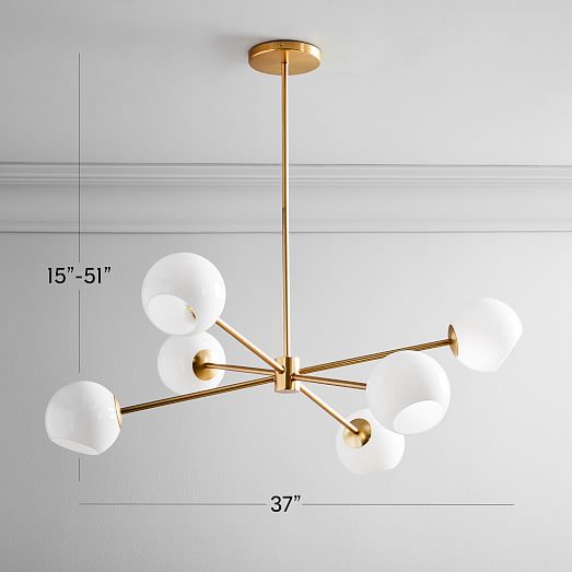 Staggered Glass 6 Light Chandelier 37 Milk West Elm
