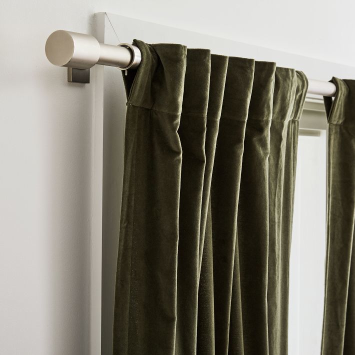 Cotton Velvet Curtain (Color: Dark Olive)