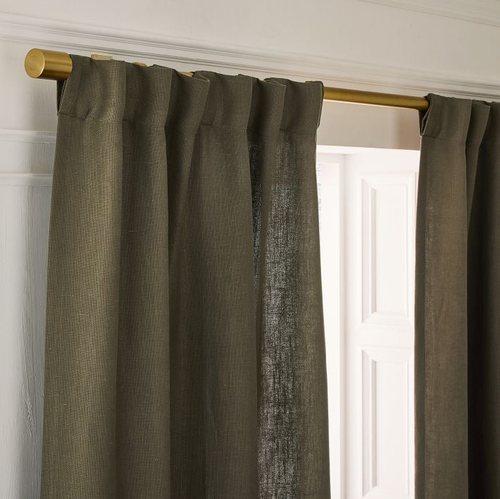 Open Box: Cortlandt Linen Blend Curtain, Dark Olive, 48x84