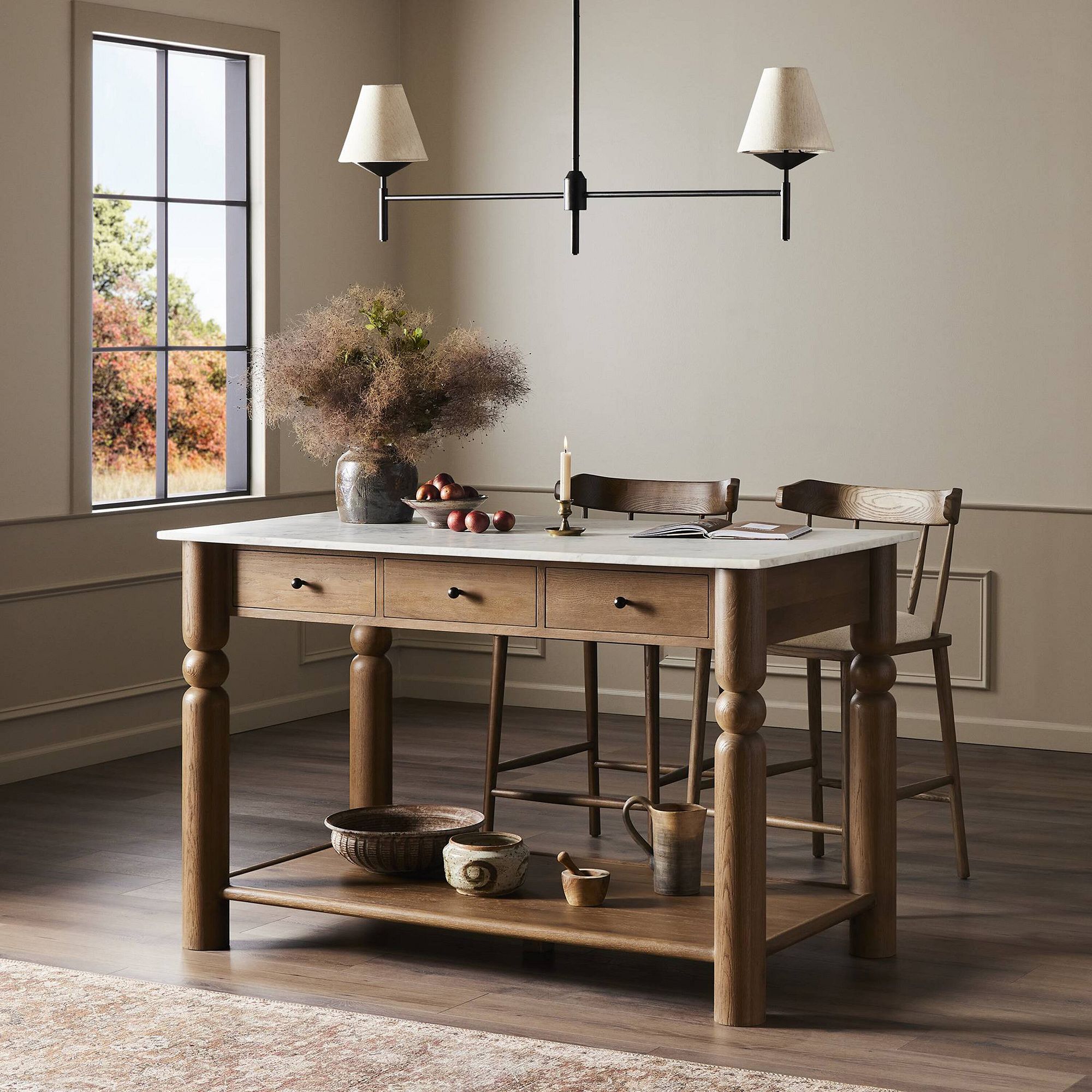 Babette Kitchen Island (58") - Elegant Marble Top