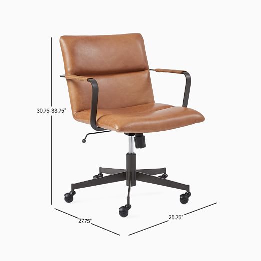 Cooper Mid Century Leather Swivel Office Chair West Elm