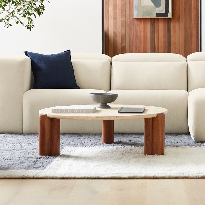 West elm stone coffee table discount