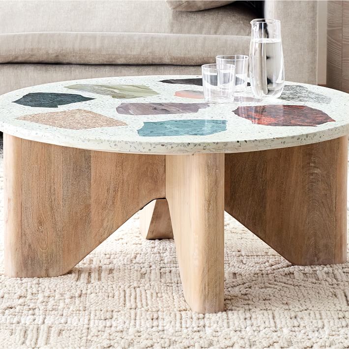Terrazzo stone coffee table discount