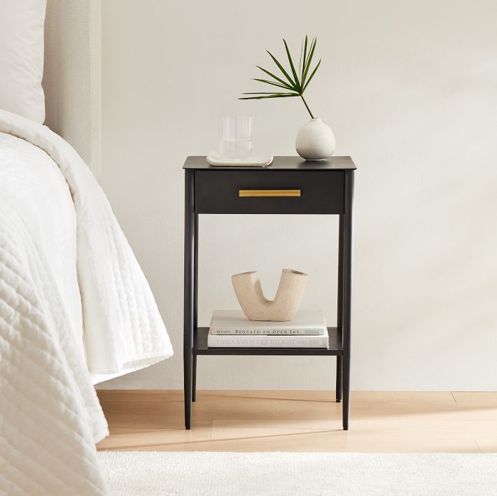 Bedside table metal and wood sales