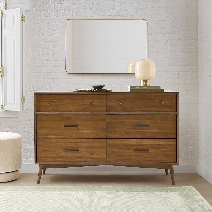 Mid Century 56 6 Drawer Dresser Pebble West Elm