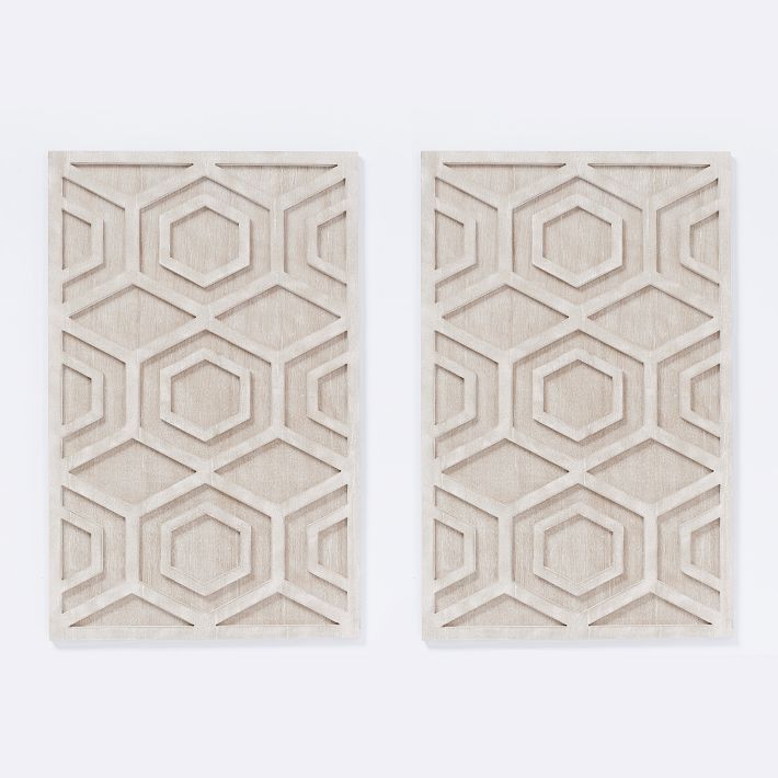 Graphic Wood Hexagon Dimensional Wall Art