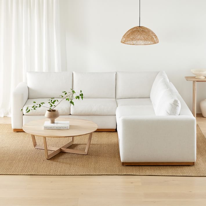 White and natural wood coffee table discount