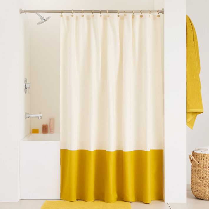 Colorblock Canvas Shower Curtain in Dark Horseradish