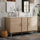 Mid-Century Double Bathroom Vanity (63&quot;) - Cerused White