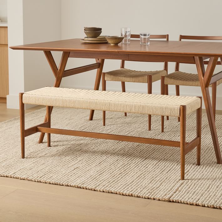 West elm dining table bench discount