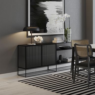 Black metal buffet table discount
