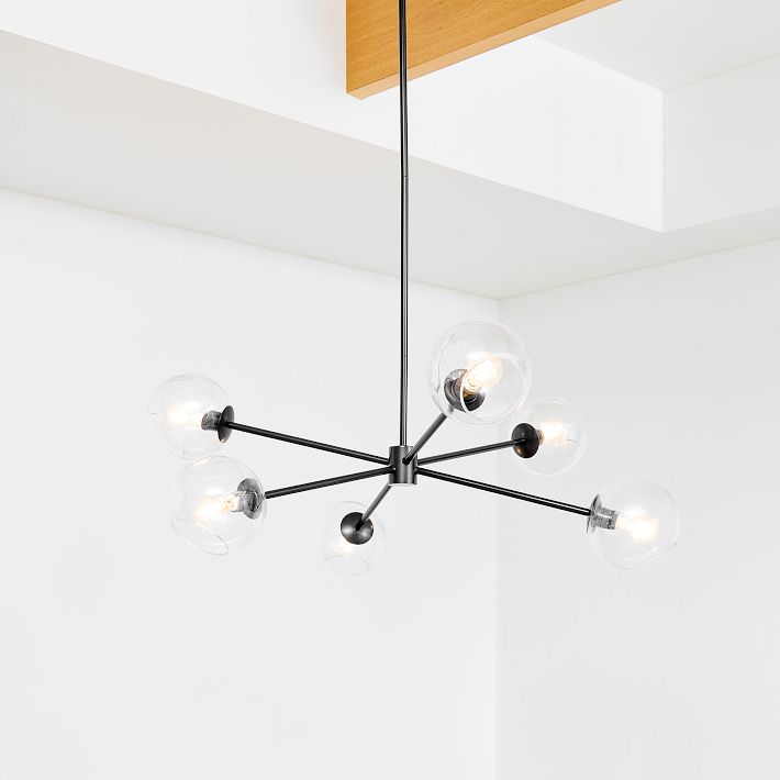 Staggered glass burst chandelier top