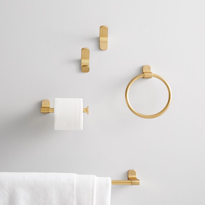 Mid-Century Contour Bathroom Hardware - Antique Brass