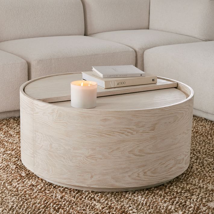 Large round coffee table with storage discount