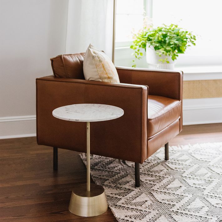 West elm armchair leather discount
