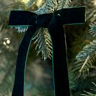 Green Velvet Clip-On Bow Ornaments (Set of 6)