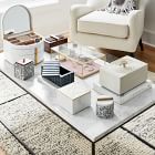 Soft Geo Modern White Lacquer Jewellery Box - Grand