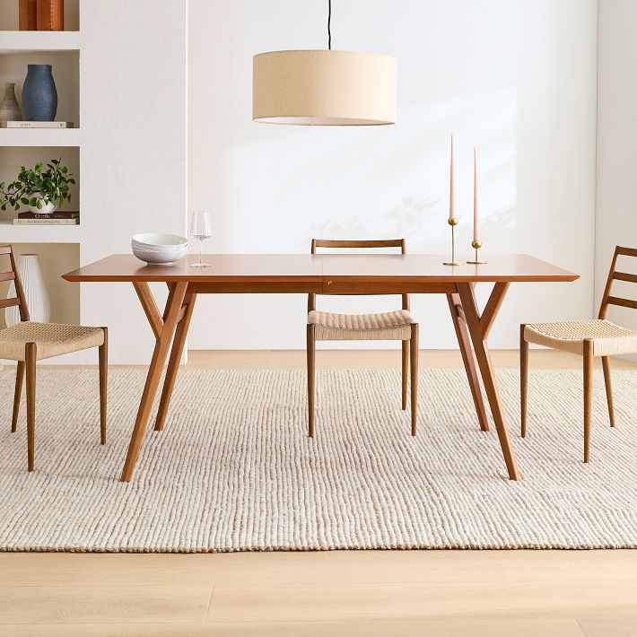 Mid Century Expandable Dining Table 60 80 Cerused White West Elm