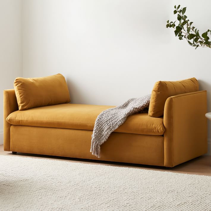 Shelter Daybed Poly Performance Velvet Gray Frost Gray Concealed Support West Elm