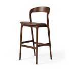 Open Box: Scooped Ash Wood Leather Stool