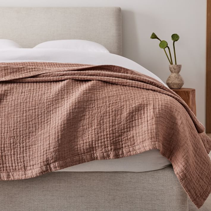European Flax Linen Blanket - Terracotta Melange
