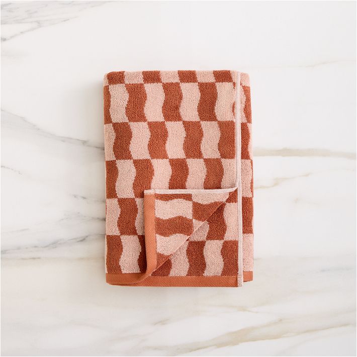 Wavy Blocks Towel Sets (Copper/6 Bath Towels Set)