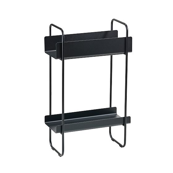 Black Powder-Coated Steel Two-Tier Bathroom Shelf