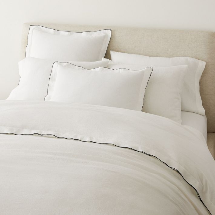 European Flax Linen Merrow Edge Duvet Cover &amp; Shams