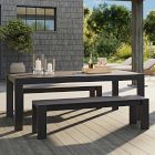 Telluride Aluminum Outdoor Extendable Dining Table (65&quot;&ndash;80&quot;) &amp; Dining Benches Set