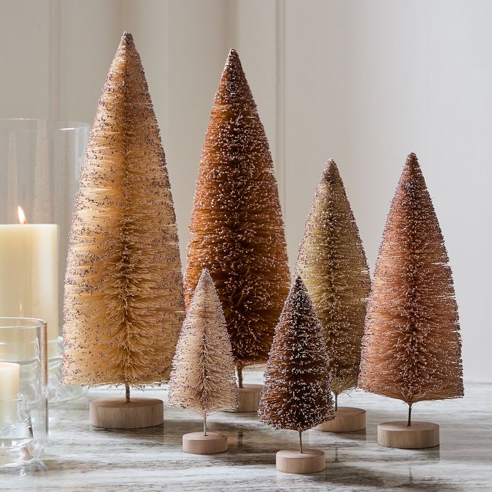 Bottlebrush Tabletop Trees (Set of 6) - Neutral