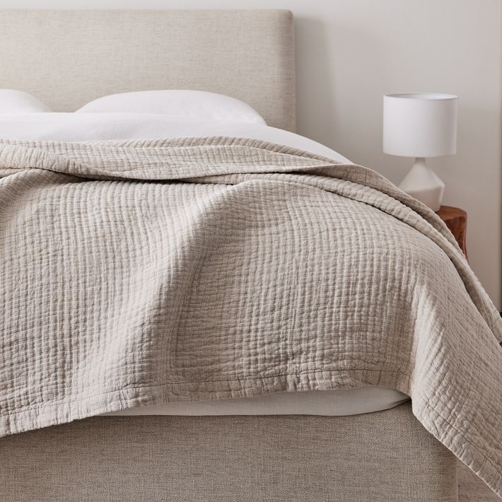 European Flax Linen Blanket King Cal. King Terracotta Melange West Elm