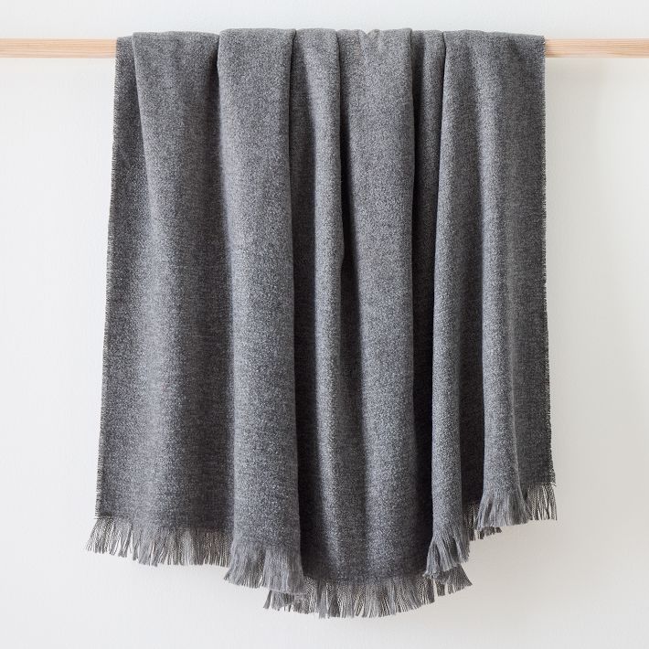 Brushed Woven Throw - Charcoal