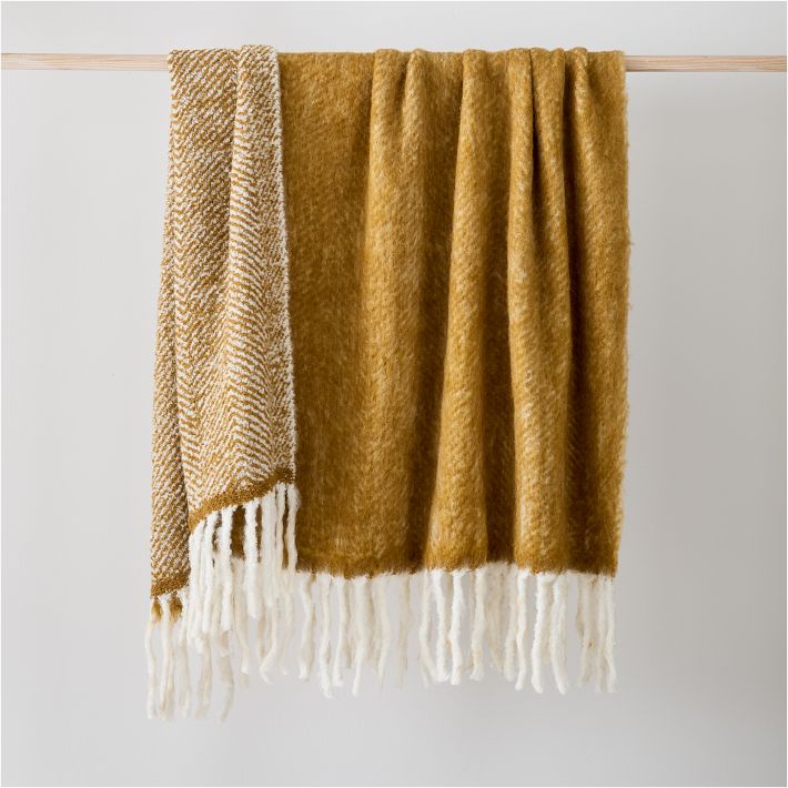 Brushed Herringbone Throw (Cumin)