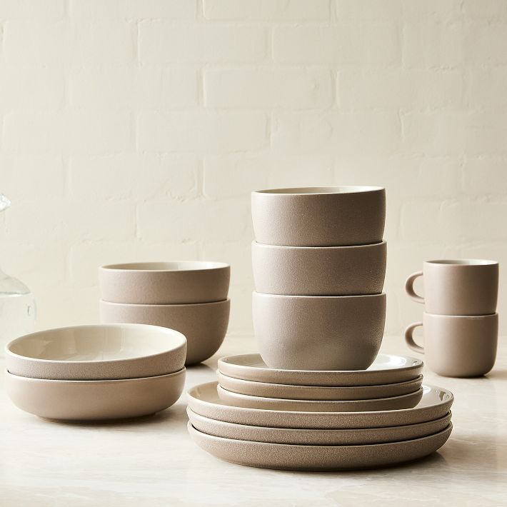 Kaloh Stoneware 16-Piece Dinnerware Set, Charleston Gray