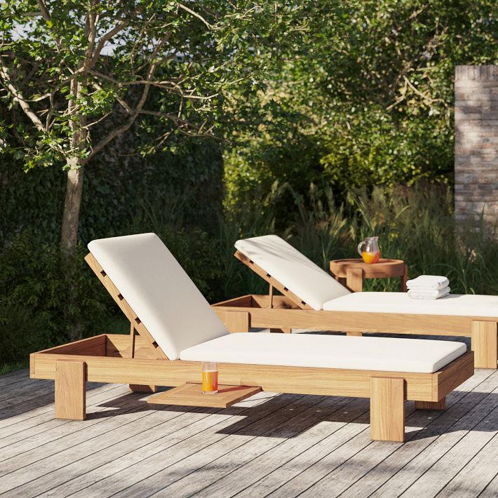 Monterey Outdoor Teak Chaise Lounge | West Elm