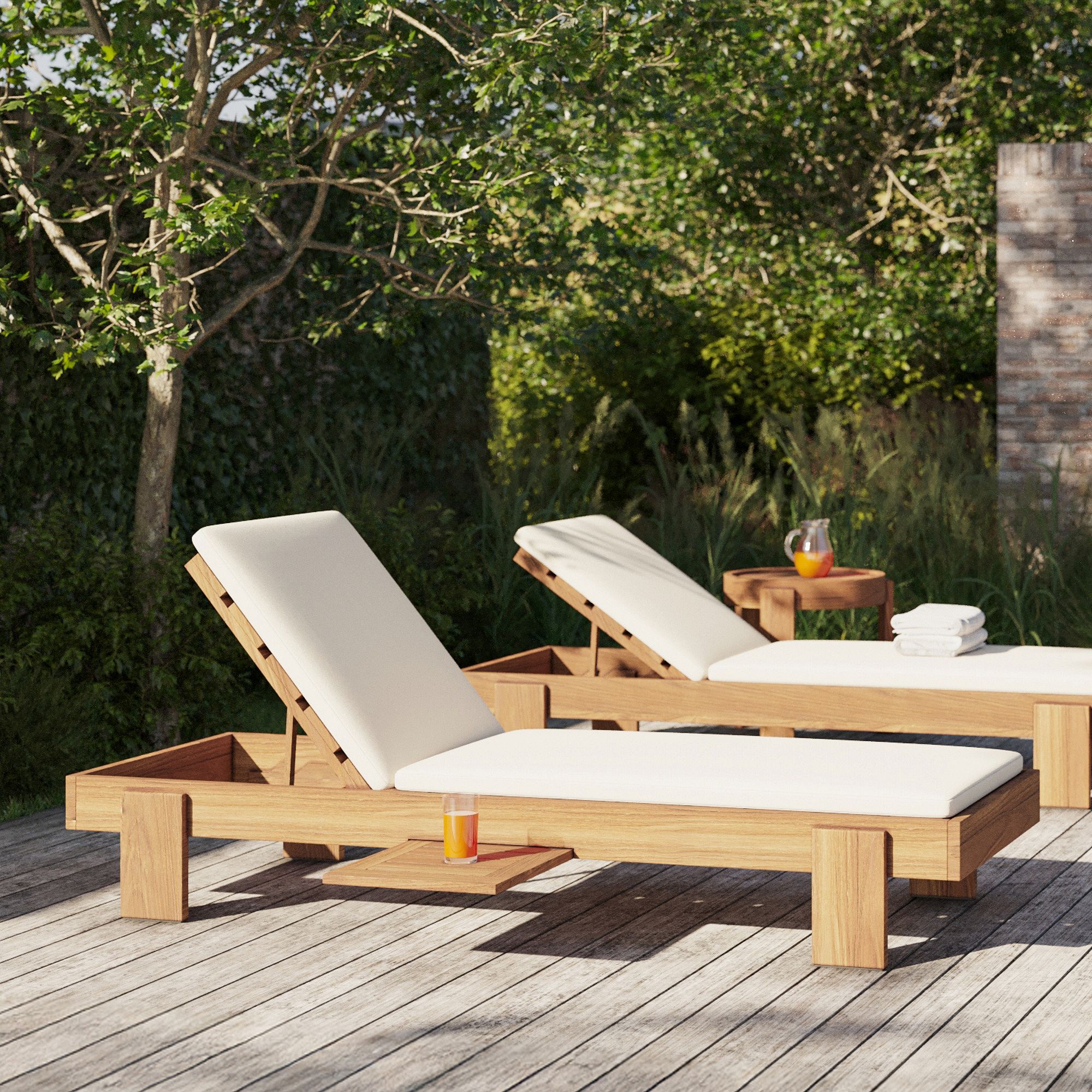 Monterey Teak Outdoor Chaise Lounge | Durable & Stylish